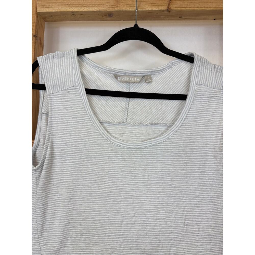 Athleta Gray & White Striped High-Low Sleeveless Tank S - Picture 2 of 6